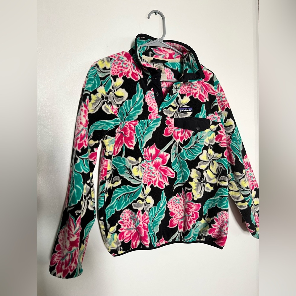 Patagonia Synchilla Manoa Floral Snap T Fleece Size Small
